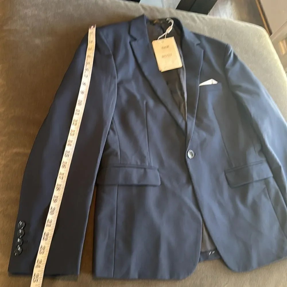 Men’s Mogu Blue 2 Piece One Button Slim Fit Suit Size 36 Jacket 34 Pants NWT